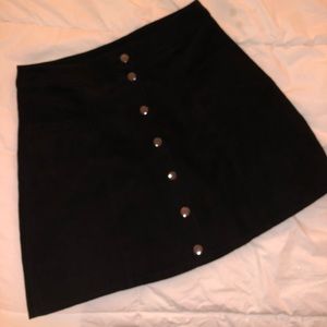 Black suede H&M button down skirt